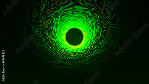 Motion graphic of flying into digital technologic tunnel. 3D render. Abstract digital background. Data flow information. Technology tunnel.