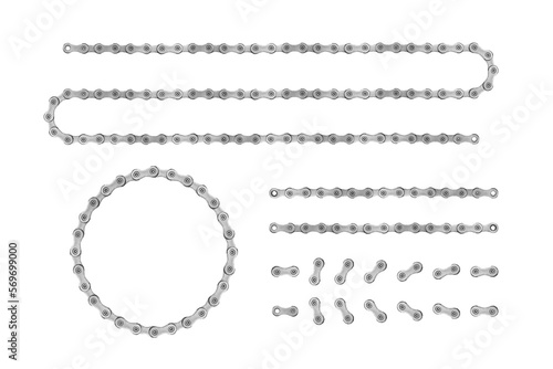 Bike chain segments isolated on a white background photo