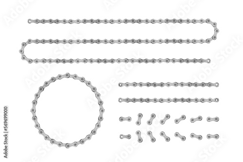 Bike chain segments isolated on a white background