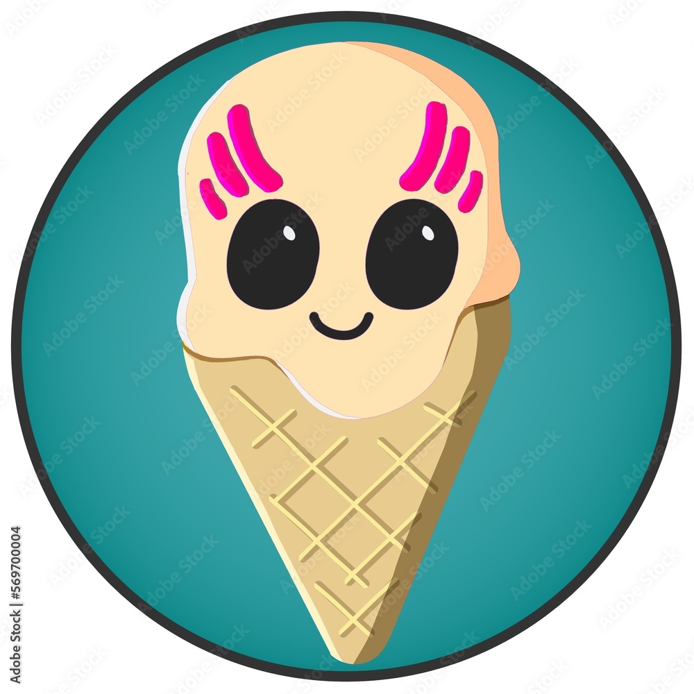 Beige color ice cream cone kawaii style cartoon Beige color ice cream cone kawaii style cartoon