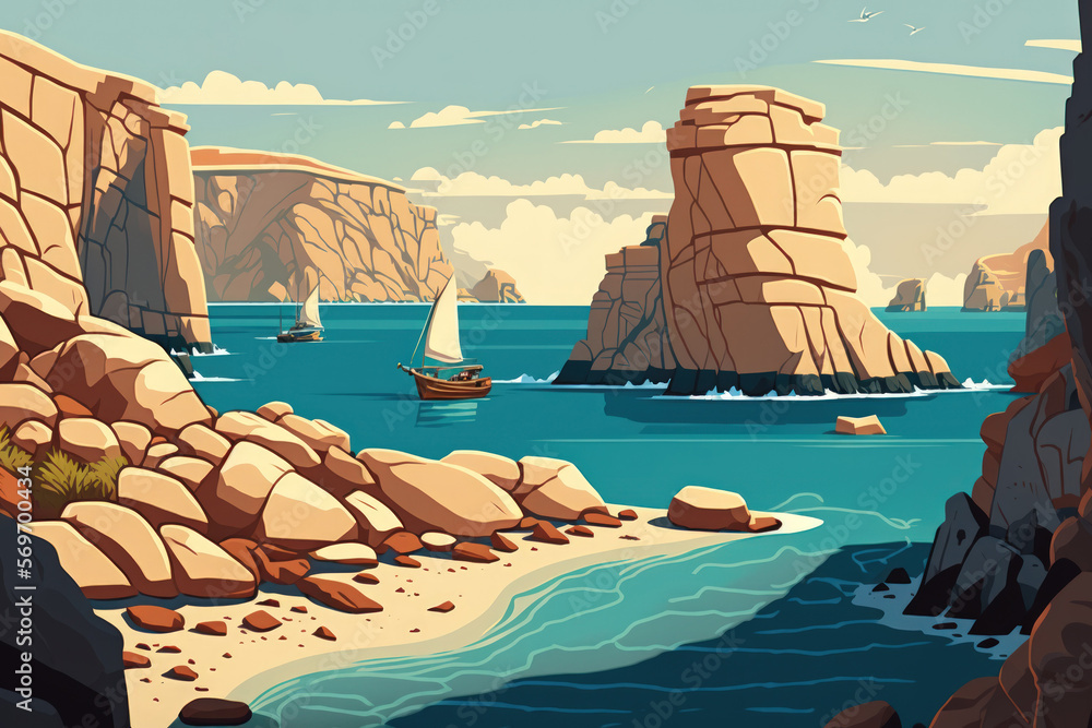 Naklejka premium Oman's seascape. Generative AI