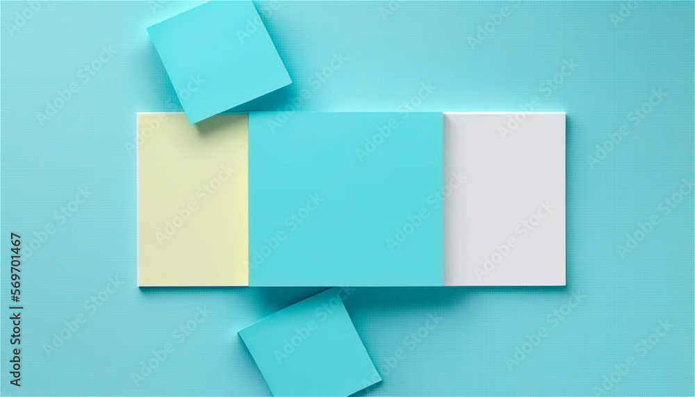 Pastel blue empty paper texture background template, banner for advertising. Rectangular geometric shapes. Copy space. space for text. AI generated. Pastel blue empty paper texture background template, banner for advertising. Rectangular geometric shapes. Copy space. space for text. AI generated.