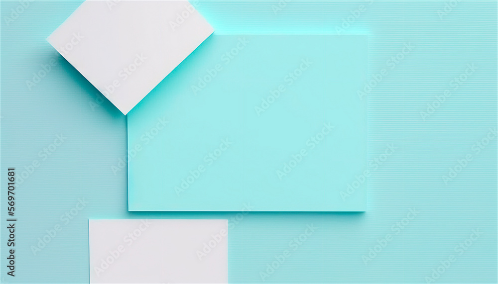Pastel blue empty paper texture background template, banner for advertising. Rectangular geometric shapes. Copy space. space for text. AI generated. Pastel blue empty paper texture background template, banner for advertising. Rectangular geometric shapes. Copy space. space for text. AI generated.