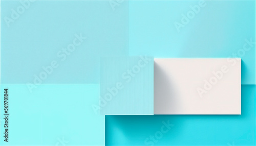 Pastel blue empty paper texture background template, banner for advertising. Rectangular geometric shapes. Copy space. space for text. AI generated.