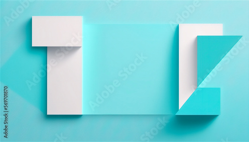 Pastel blue empty paper texture background template, banner for advertising. Rectangular geometric shapes. Copy space. space for text. AI generated.