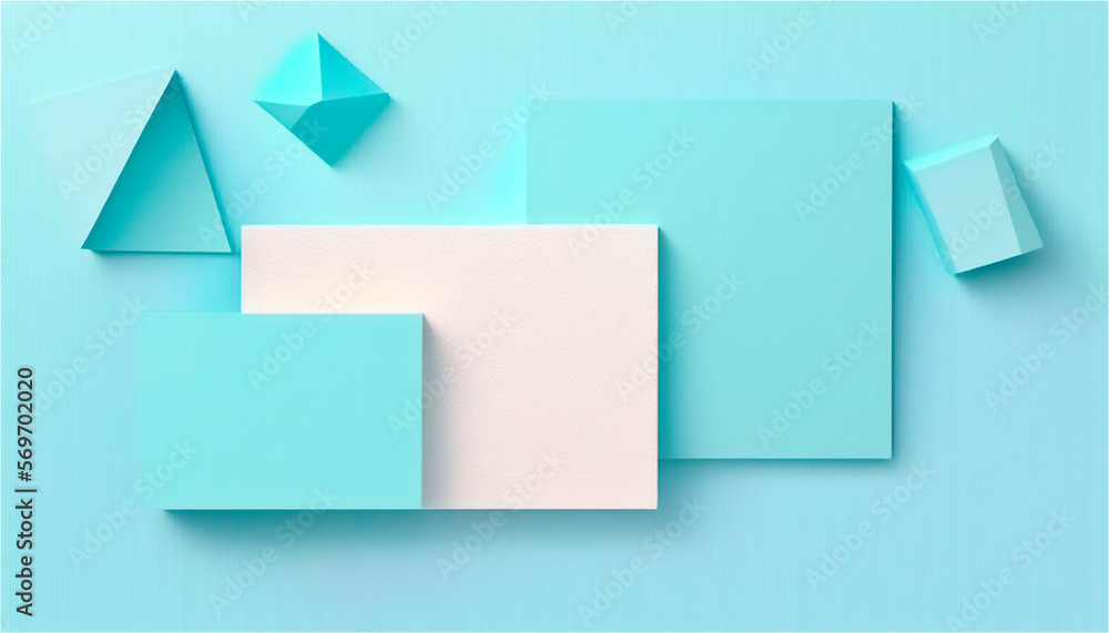 Pastel blue empty paper texture background template, banner for advertising. Rectangular geometric shapes. Copy space. space for text. AI generated. Pastel blue empty paper texture background template, banner for advertising. Rectangular geometric shapes. Copy space. space for text. AI generated.