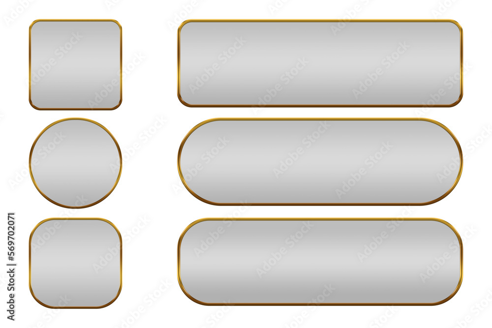 White gold luxury menu button objects set elements as concept and decoration isolated on white background White gold luxury menu button objects set elements as concept and decoration isolated on white background