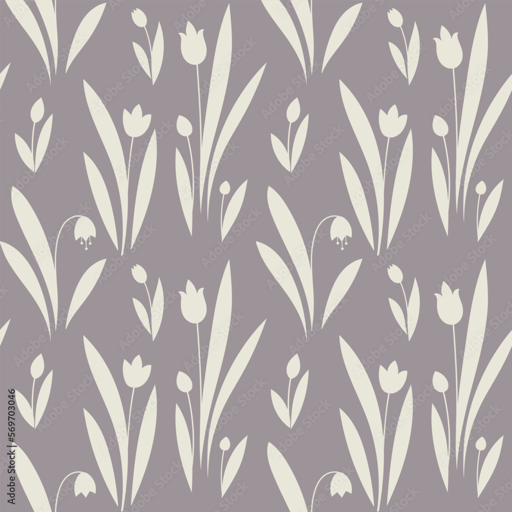 Spring flowers seamless vector pattern. Cute small flowers and leaves background, girly textile print Spring flowers seamless vector pattern. Cute small flowers and leaves background, girly textile print