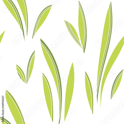 Floral leaf seamless pattern. Spring grass leaves vector background  flower herb textile print  bamboo grass brunches