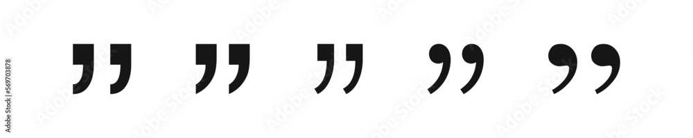 Quotation icon. Speech symbol. Quote signs. Double comma symbols. Comment icons. Black color. Vector sign. Quotation icon. Speech symbol. Quote signs. Double comma symbols. Comment icons. Black color. Vector sign.