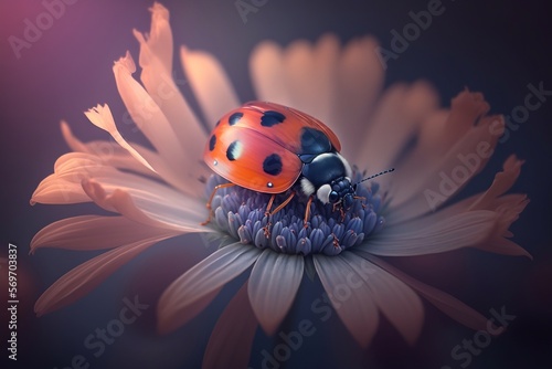 Ladybug on a flower. Generative AI