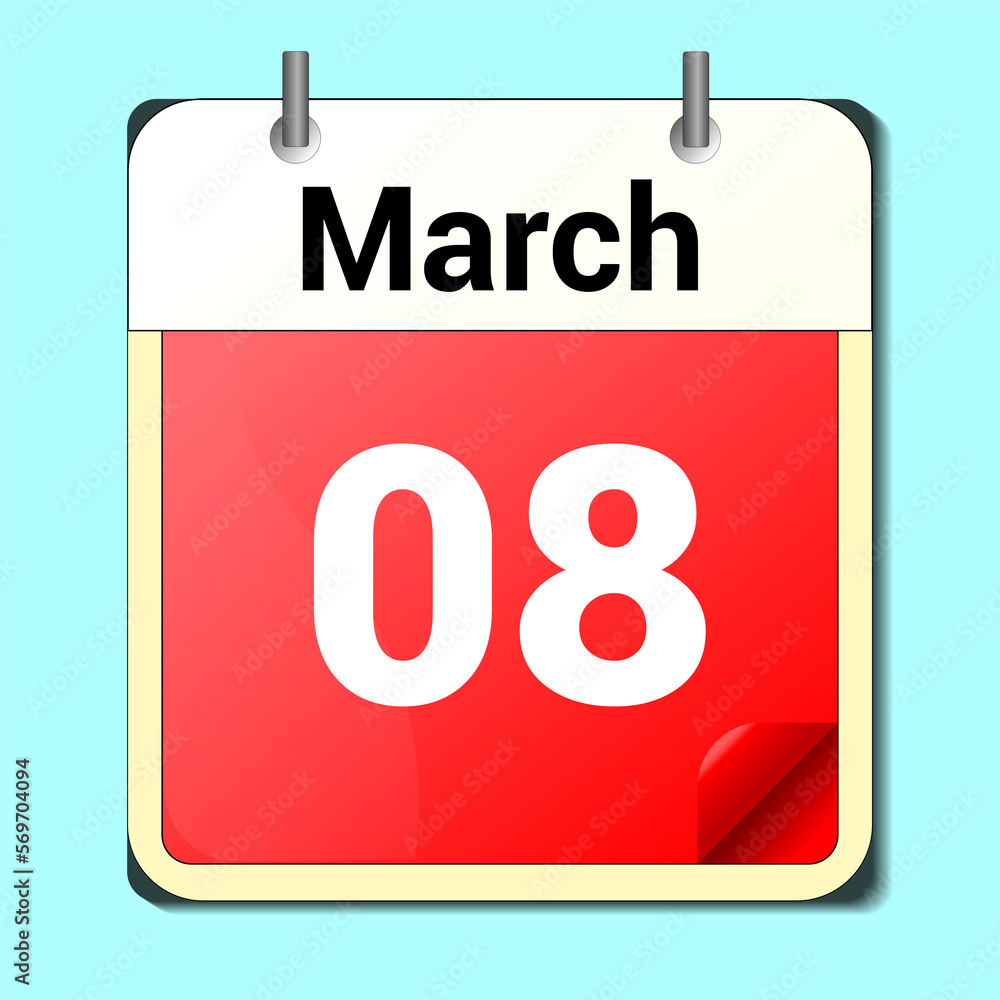 day on the calendar, vector image format, March 08. day on the calendar, vector image format, March 08.