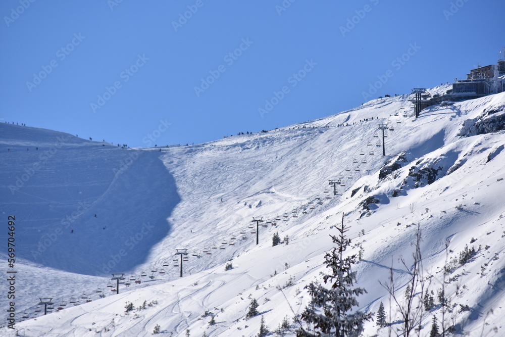 Kasprowy Wierch, stok narciarski, Zakopane, Tatry, TPN, zima, śnieg, krajobraz, mróz,  - obrazy, fototapety, plakaty 