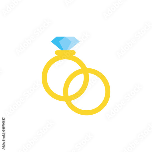 Wedding rings. Vector icon. Isolated on white background.