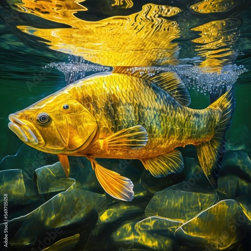 Golden Dorado Illustration, Fish, Generative AI, AI