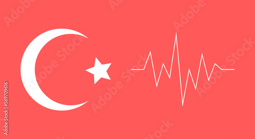 Earthquake in Turkey. Pray for Turkey. Flag with impuls