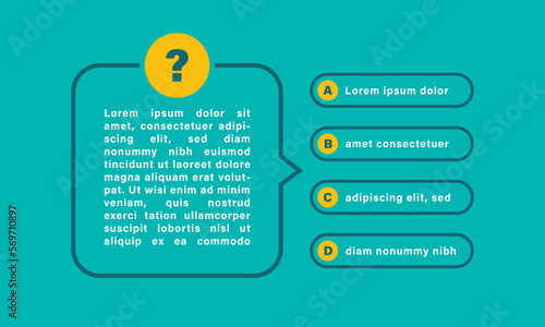 Intellectual quiz game with variants of answers. Design concept for test, exam, education and learning. Question and answers. Vector illustration