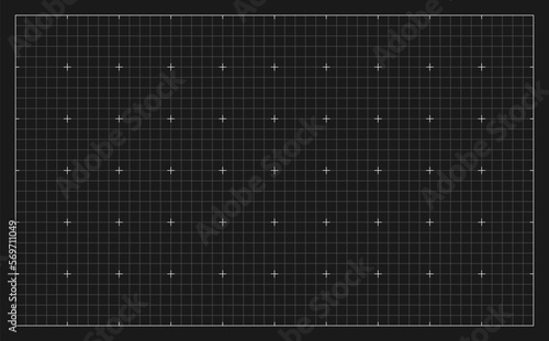 Dark gray background with empty space. Architectural gray graph paper with square grid. Vector illustration