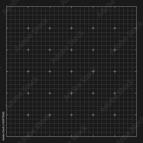 Dark gray background with empty space. Architectural gray graph paper with square grid. Vector illustration