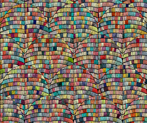 Seamless embroidered pattern. Checkered ornament in bohemian style. Vector illustration.