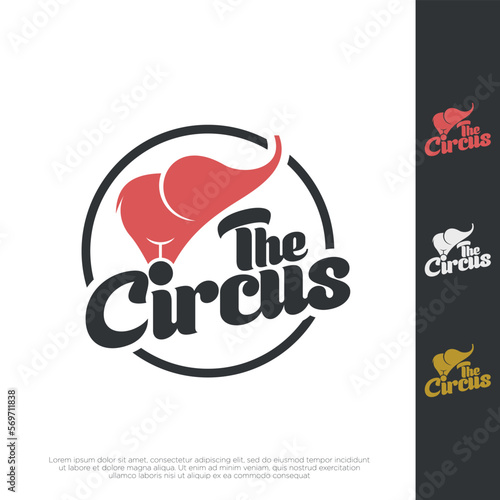 elephant logo standing on a ball,circus logo icon