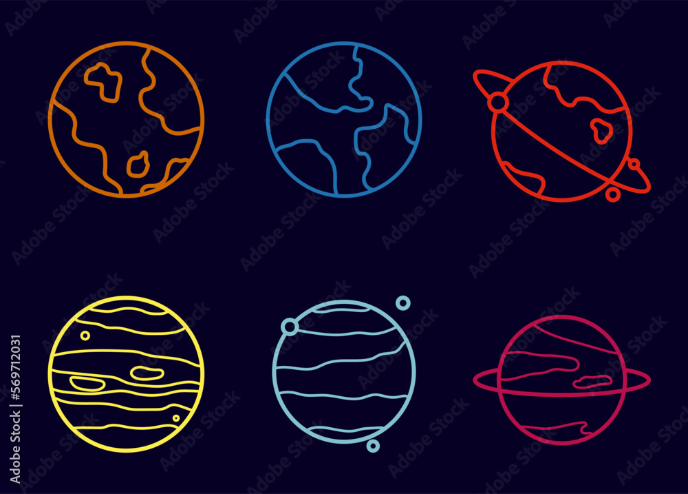 color planet icon. Vector illustration