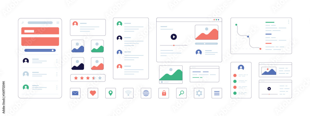 UX and UI design set UX and UI design set