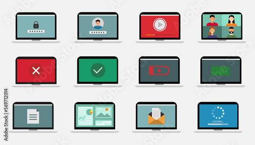 Color image of laptop. Vector illustration