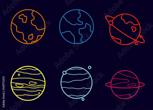 color planet icon. Vector illustration
