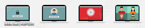 Color image of laptop. Vector illustration