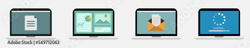 Color image of laptop. Vector illustration