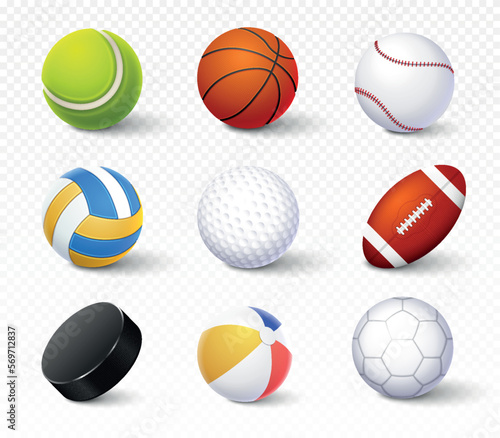 Realistic sport balls set