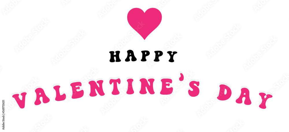 Happy Valentine's day pink vector. Happy Valentine's day pink text. Happy Valentine's day pink heart. Happy Valentine's day greeting text. 