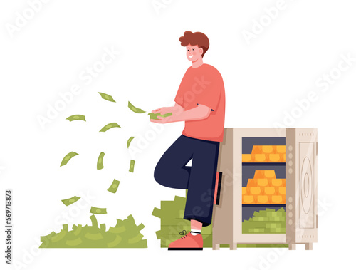 Rich man with banknotes