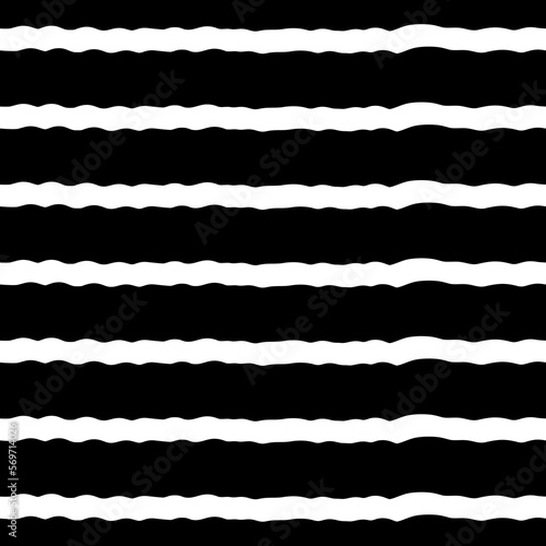 Jagged stripes seamless pattern. Curved lines ornament. Curves print. Striped background. Broken line shapes wallpaper. Linear waves motif. Wavy stripe figures. Ethnical textile print. Vector art