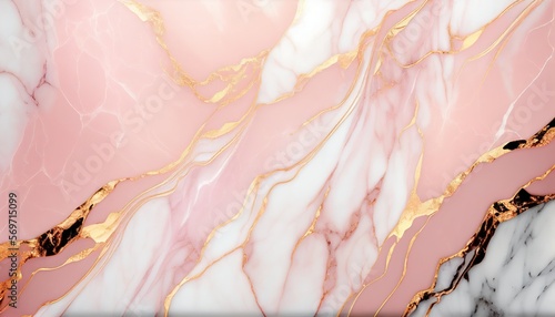 Abstract pink marble liquid texture with gold splashes, rose luxury background