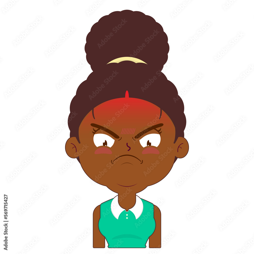 afro woman angry face cartoon cute afro woman angry face cartoon cute