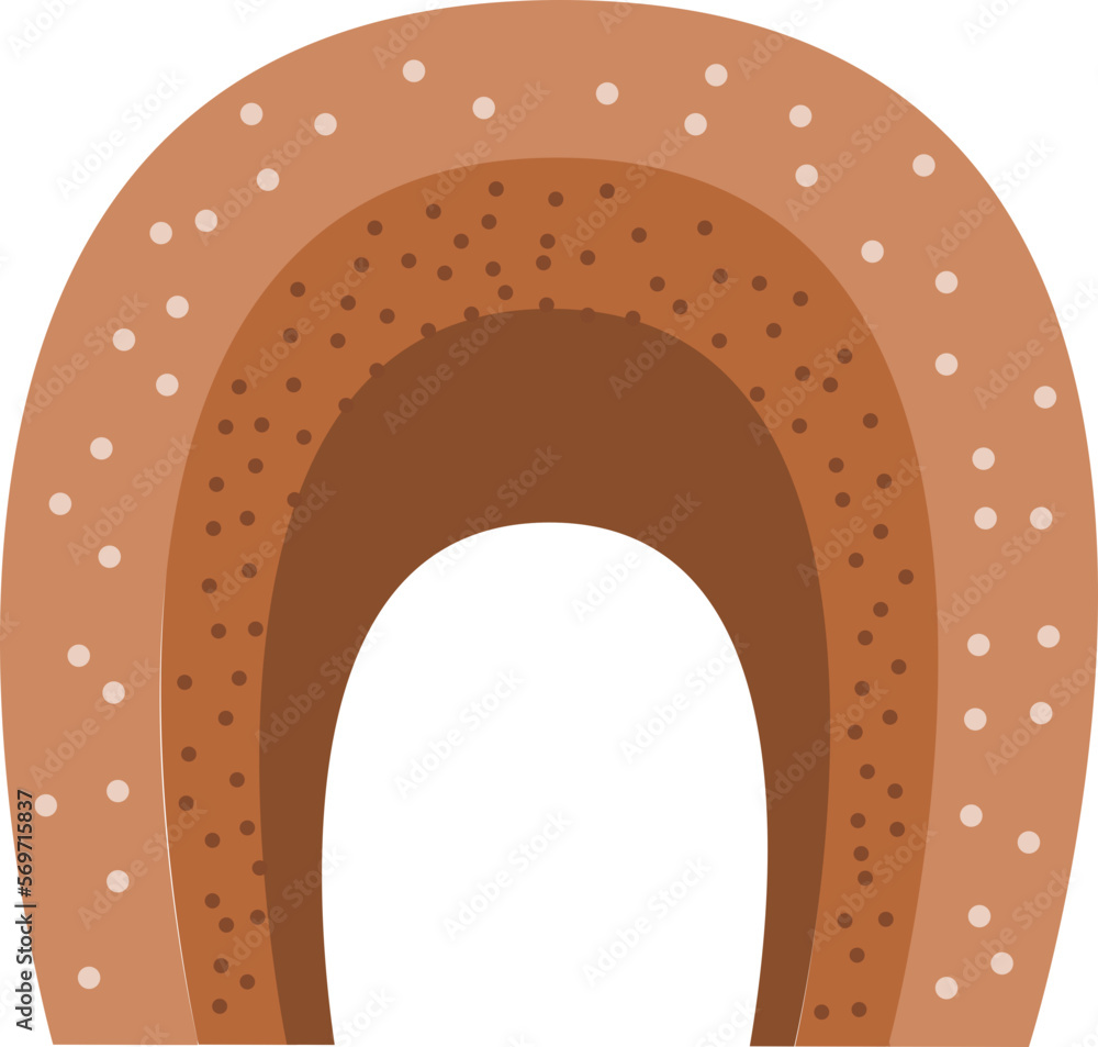 Colorful brown rainbow and clouds in sky