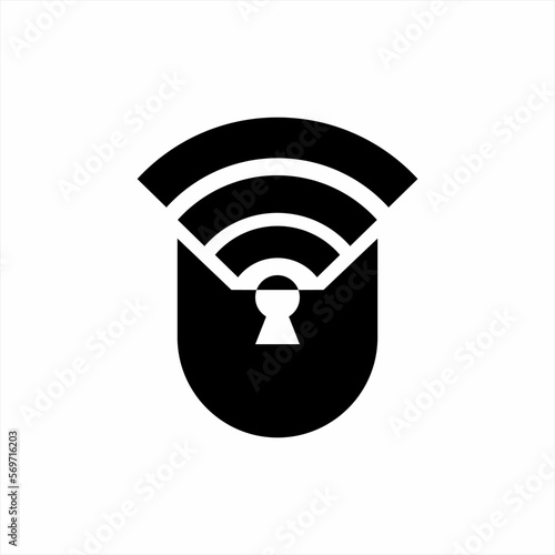 Internet signal icon design with network security with unusual padlock symbol.