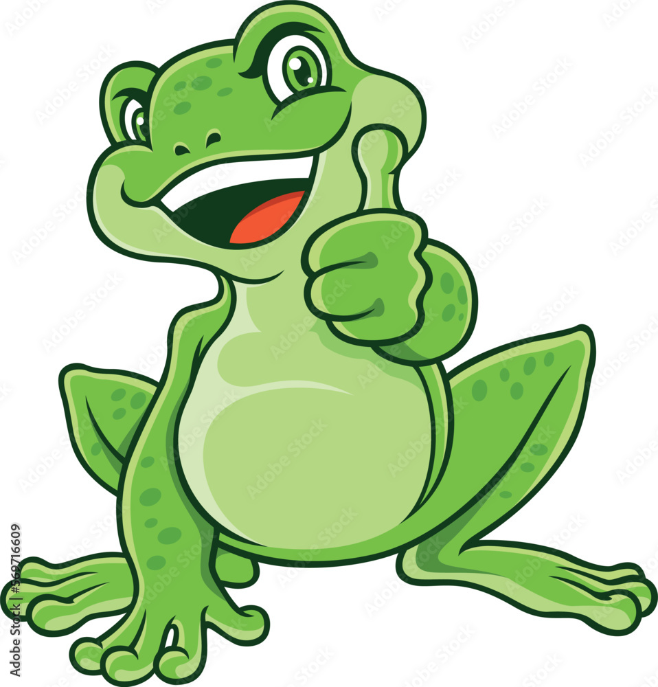 Frog Character with Smile and Thumbs Up Frog Character with Smile and Thumbs Up
