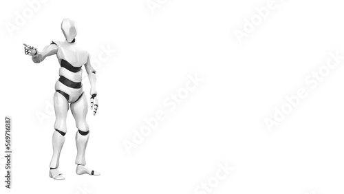 Detailed appearance of the gold-black AI robot under white background. Concept 3D CG of automatic operation, optimization and block chain. PNG file format.