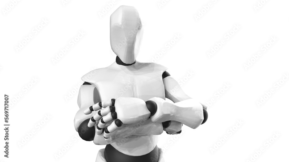 Detailed appearance of the gold-black AI robot under white background. Concept 3D CG of automatic operation, optimization and block chain. PNG file format. Detailed appearance of the gold-black AI robot under white background. Concept 3D CG of automatic operation, optimization and block chain. PNG file format.