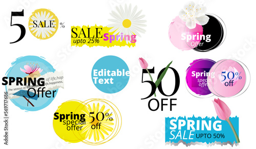 Sale sticker set.Spring offer banner.New collection,sale promotion label