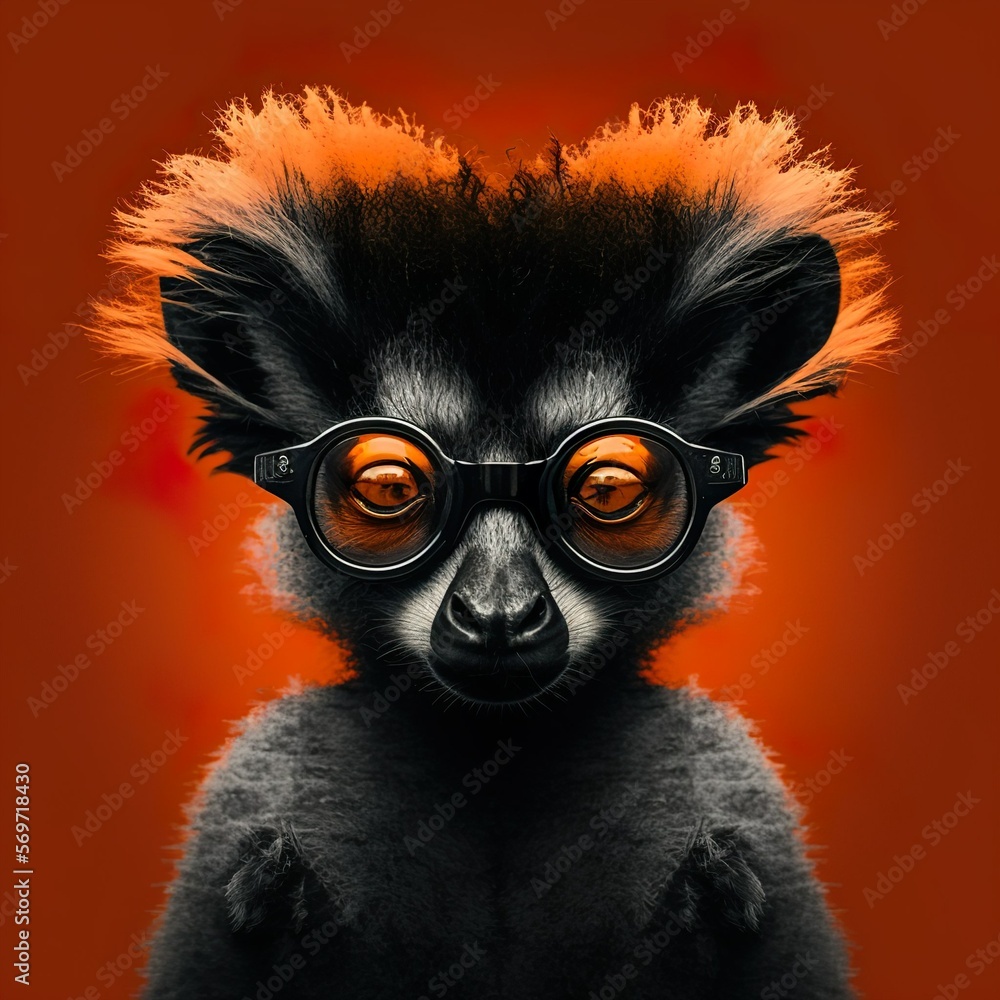 Lemur, cool, glowing, hip, funky
