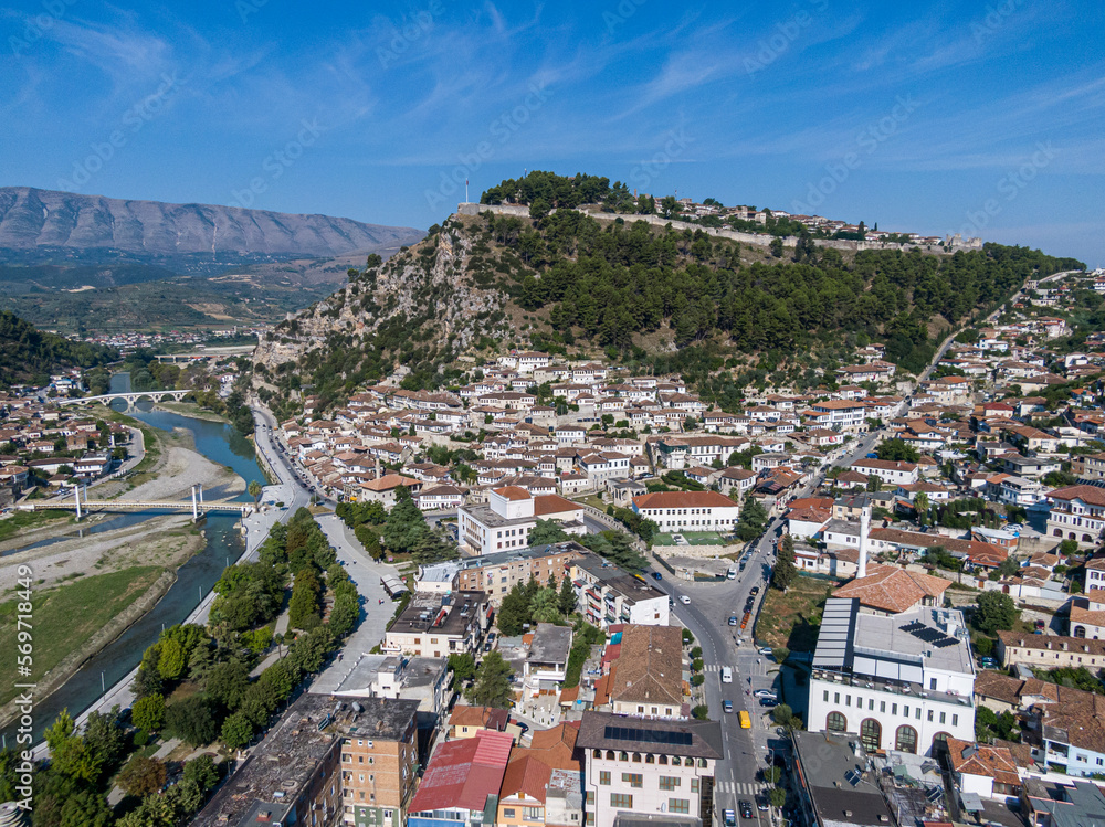 Above antique town Berat, Albania