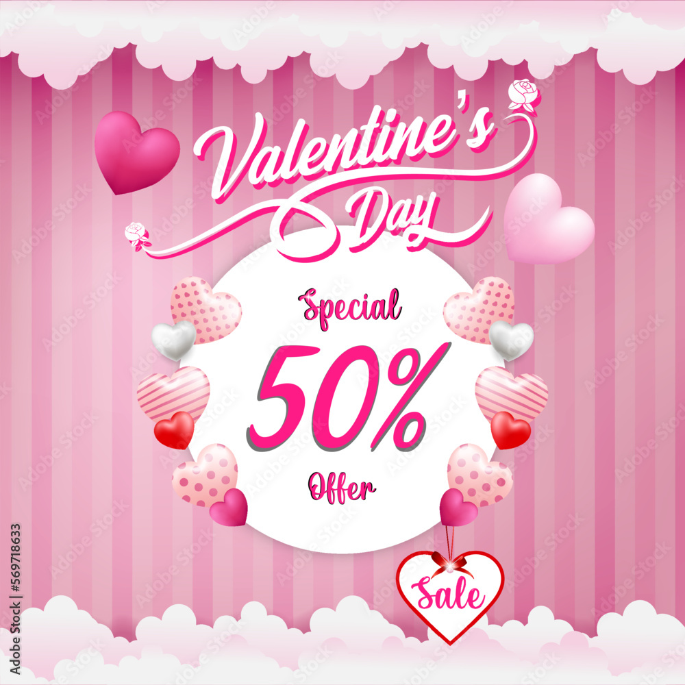 Valentine's day sale banner template or sale template