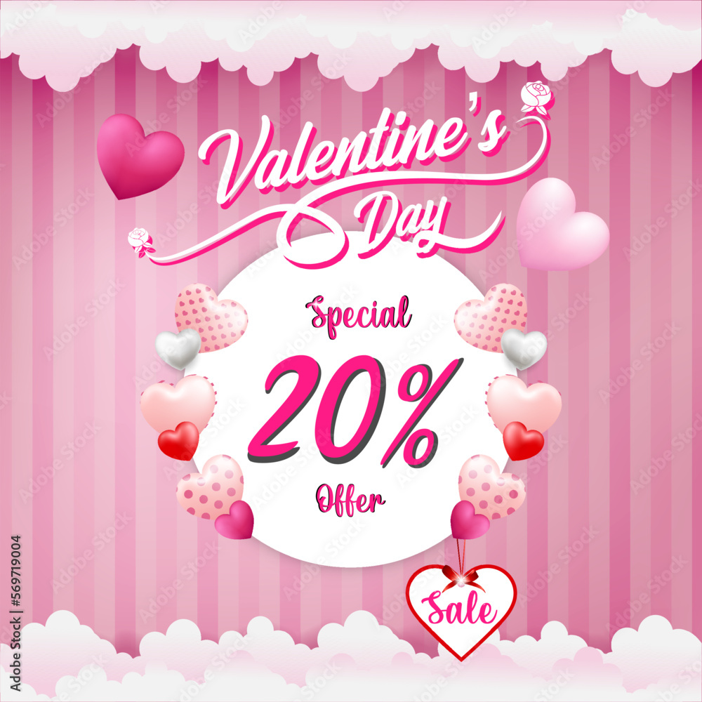 Valentine's day sale banner template or sale template