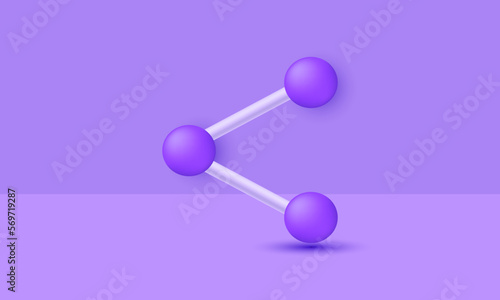illustration 3d realistic icon share purple creative isolated on background