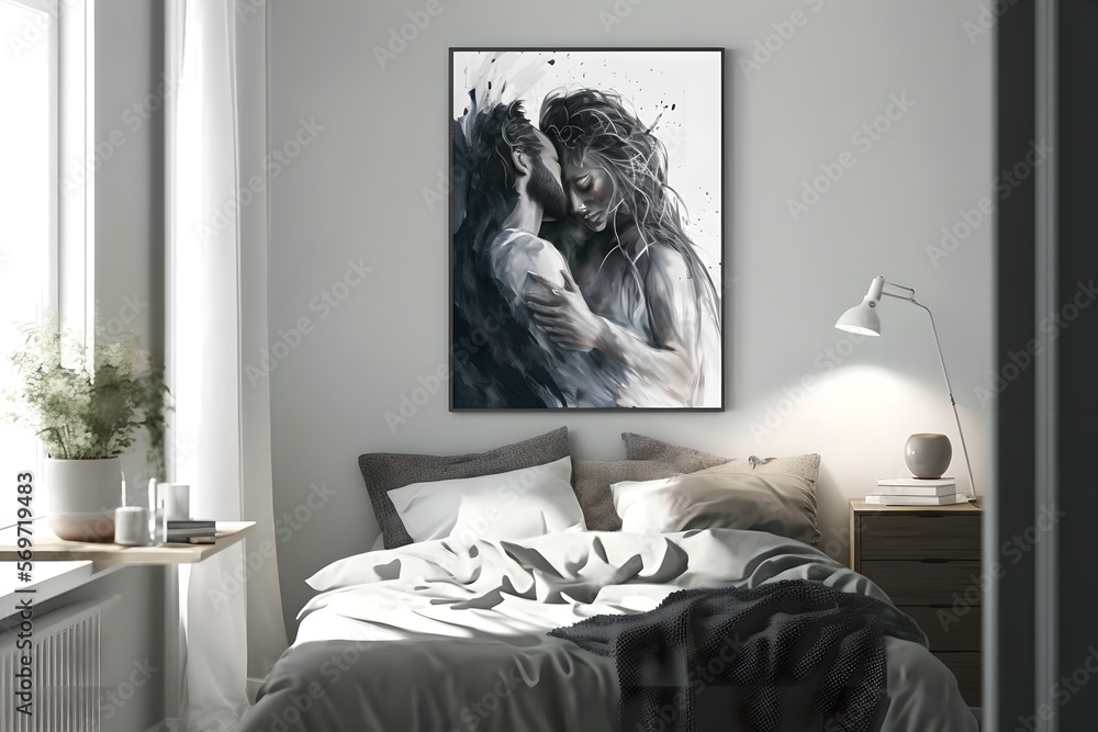 a-beautiful-artful-painting-hanging-over-a-bed-of-a-young-couple