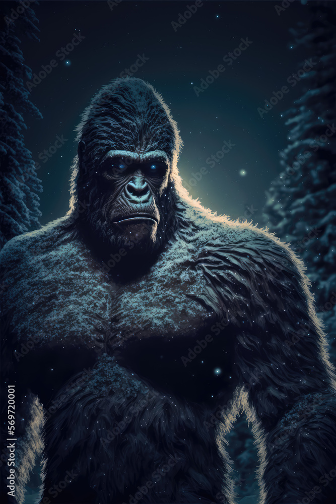 Naklejka premium Sasquatch in the forest 